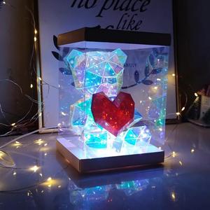 USB Powered LED Bear Heart Shaped Night Light, 1 Count Colorful Bear Design Decorative Light, Night Light for Home Bedroom Living Room, Home Decor, Valentine's Day Gift Idea