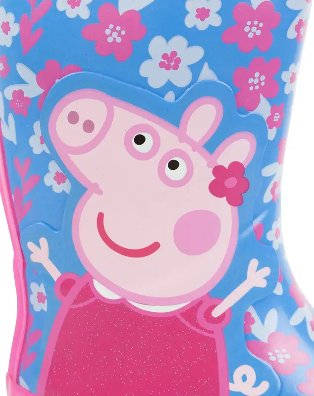 Vanilla Underground x Peppa Pig Girls Blue Character Wellington Boots with Handles 3