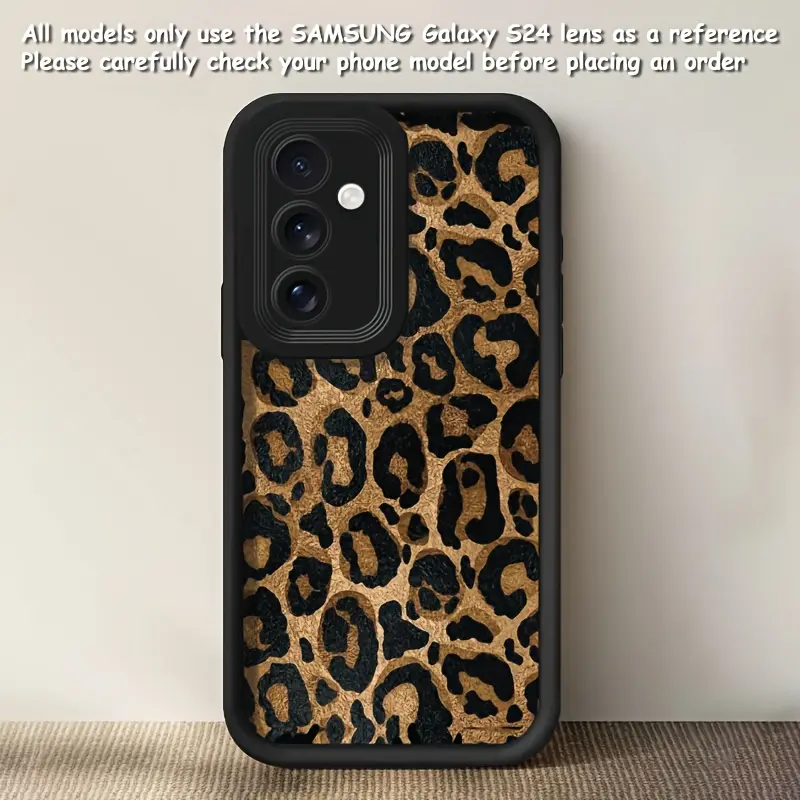 [Premium Creative Phone Accessory] Yellow Leopard Print New Phone Case for Samsung Galaxy S24 Ultra/S24 Plus/S24/S23 Ultra/S23 FE/A55/A54/A53/A52/A52S/A51/A50/A50S/A35/A34/A33/A32/A24/A23/A22/A21S/A20/A20S/A15 Beautiful Couple Style Premium Creative Black