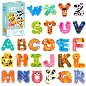 Christmas 26 Letter & Animal Shaped Refrigerator Sticker, Cute Animal & Letter Pattern Sticker, Preschool Learning Activities, Creative Toy, Toys for Kids, Thanksgiving, Chrismats Gift Set, Home Decoration Ornaments