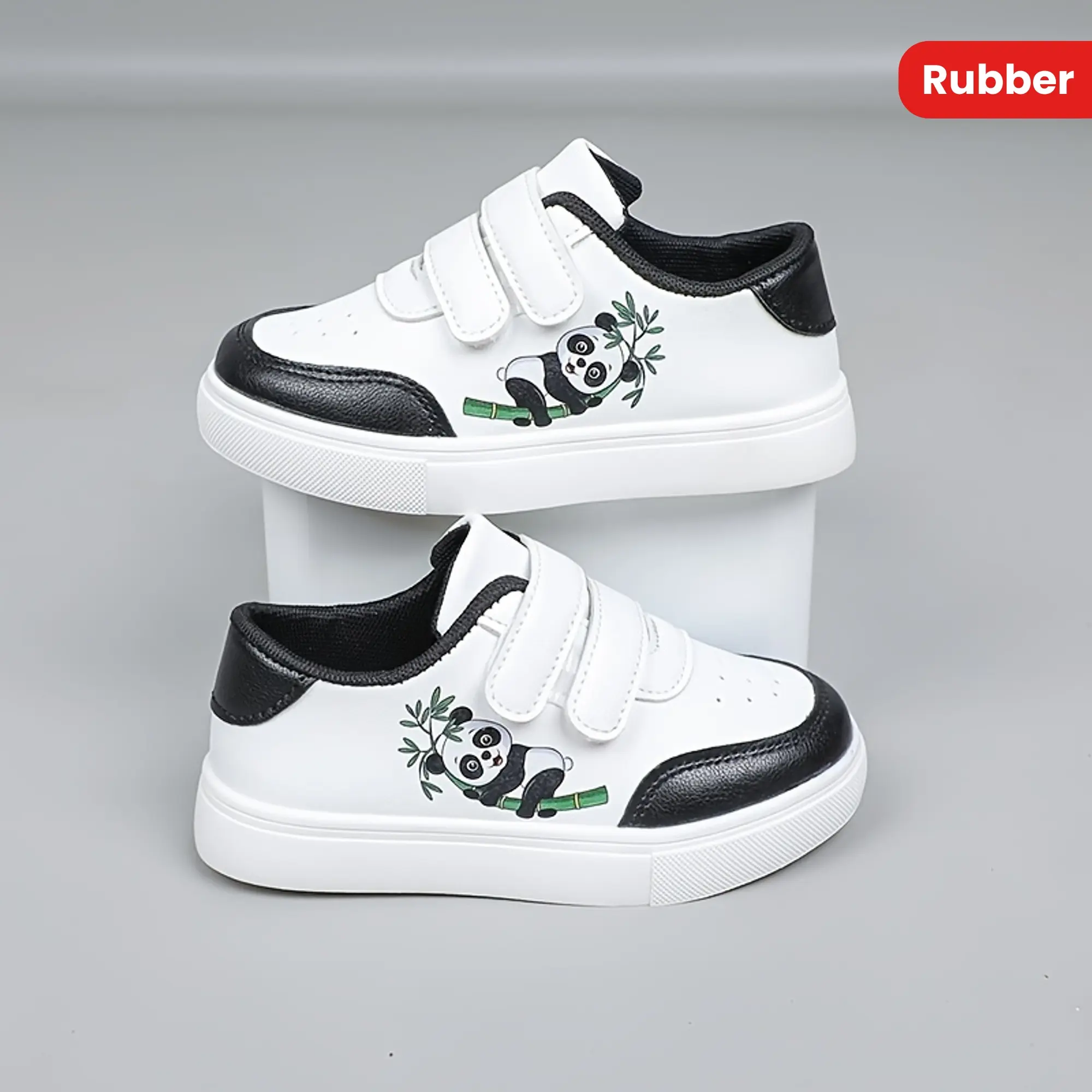Youngsters' All-Season Fashion Sneakers with Cute Panda Cartoon Design - Casual & Sporty, Breathable Fabric Lining, Non-Slip Rubber Sole for Boys & Girls