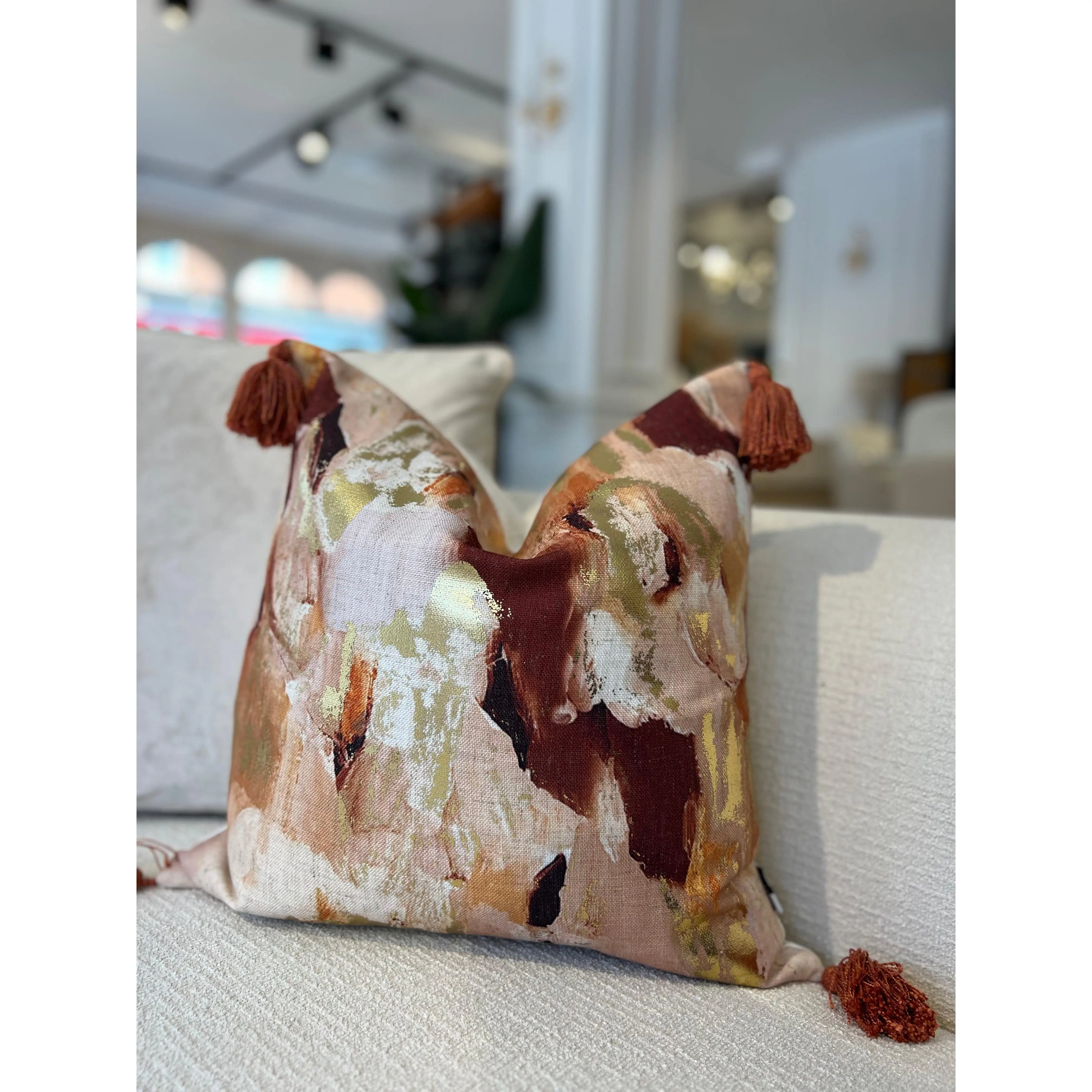 Abstract Metallic In Orange Cushion 45 X 45
