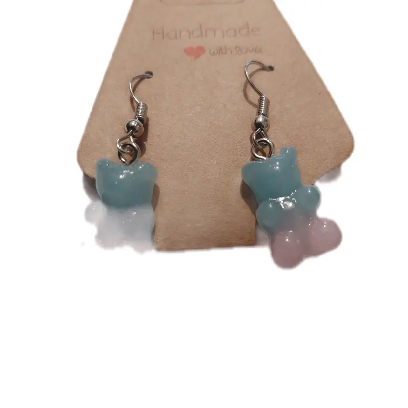 Blue and Pink Gummy Bear Dangle Earring - Perfect for Any Occasion 3