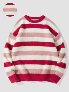 Men's Colorblock Striped Print Round Neck Sweater, Regular Fit Casual Long Sleeve Crew Neck Jumper for Fall & Winter, Fashion Men's Knitwear for Daily Wear