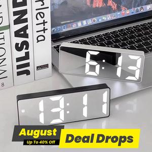 Led Electronic Alarm Clock without Battery, Modern Simple Mirror Clock, Desk Clock for Home Office, Halloween Decor