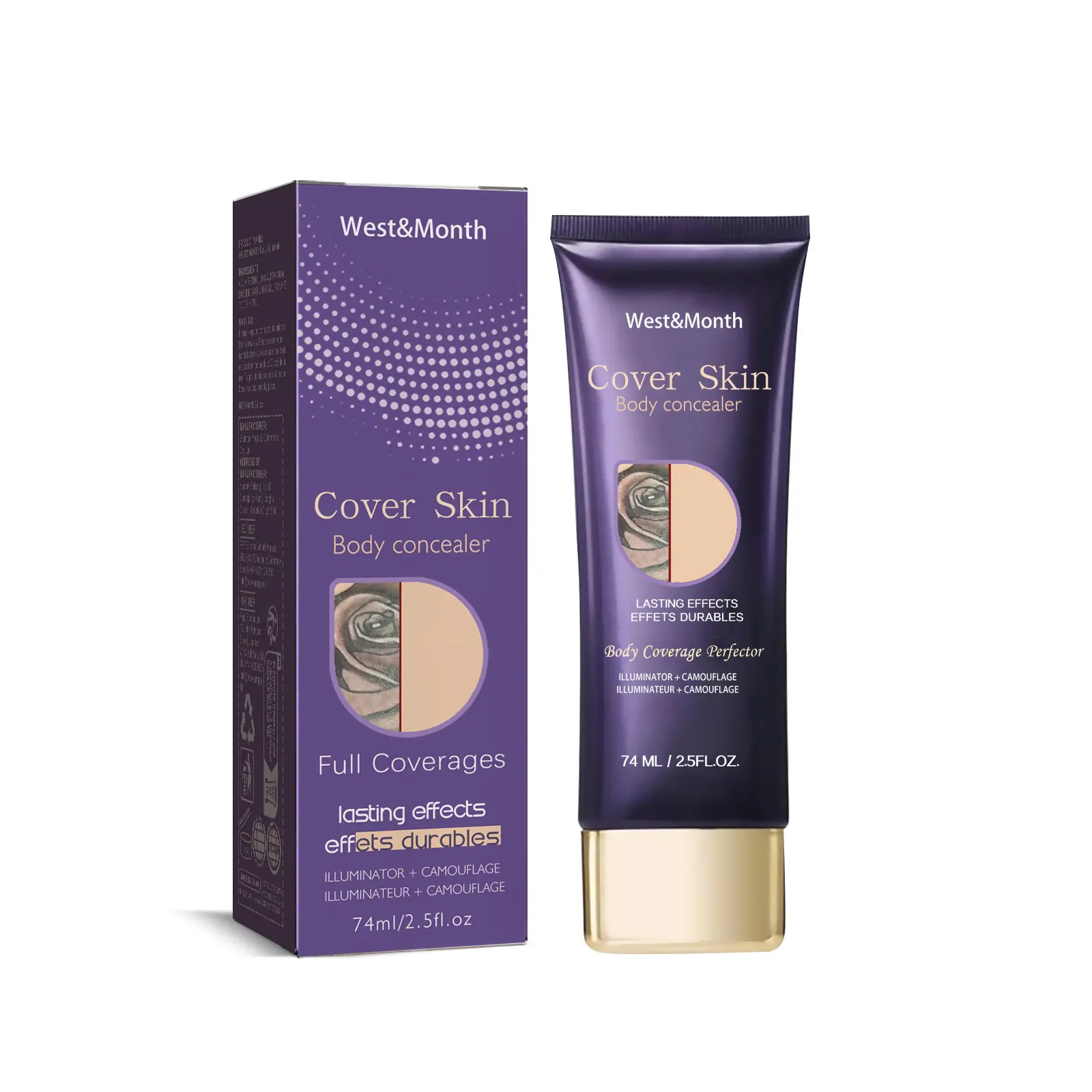 West&Month Body Concealer, Waterproof Cover Tattoo Scars Birthmark Invisible Body Concealer