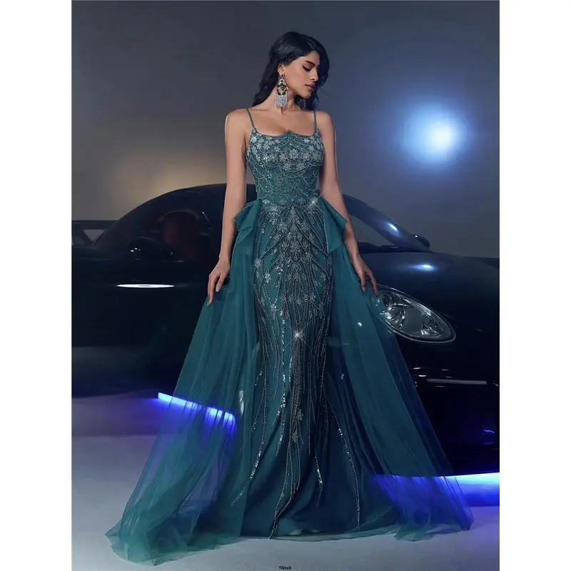 Guest Holiday Single Wedding For Dress Maxi Sequin Beaded Luxurious Glamrae Elegant Embellished Flared Suitable Party Ball Banquet 3