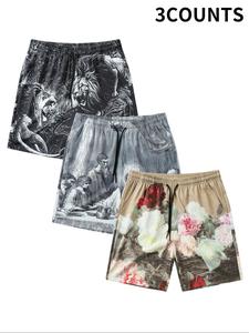 Men's Stylish Printed Drawstring Waist Shorts, Regular Fit Casual Comfortable Breathable Pocket Shorts, Men's All-Match Bottoms for Summer