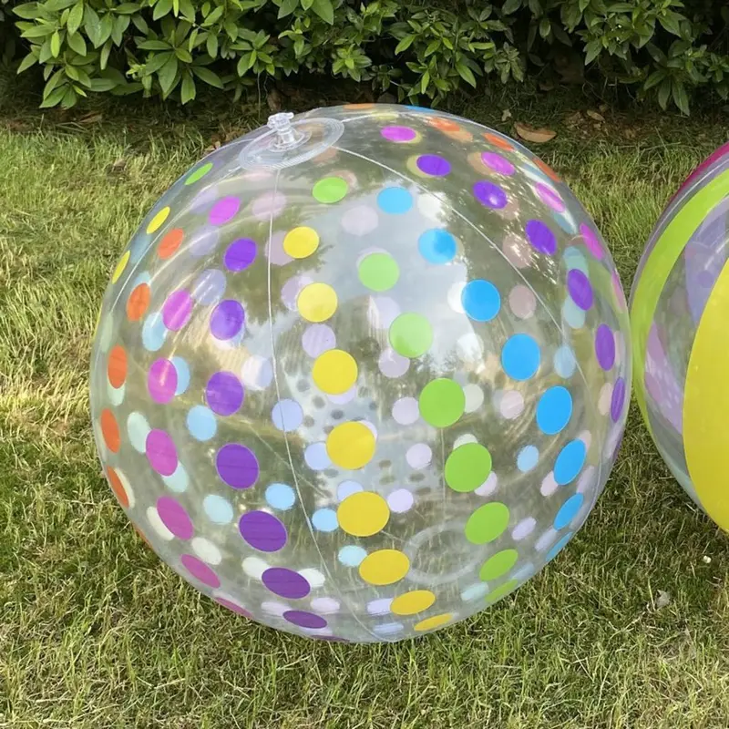 Jumbo Beach Ball 42 Inch Multicolour Dots and Clear Base for Fun and Playful Beach Day 3