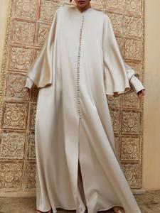 Women's Batwing Sleeve Split V Neck Kaftan, Chic Elegant Long Sleeve Maxi Dress, Casual Women's Islamic Clothing for Daily Wear, Dresses for Women, Muslim Women Gowns