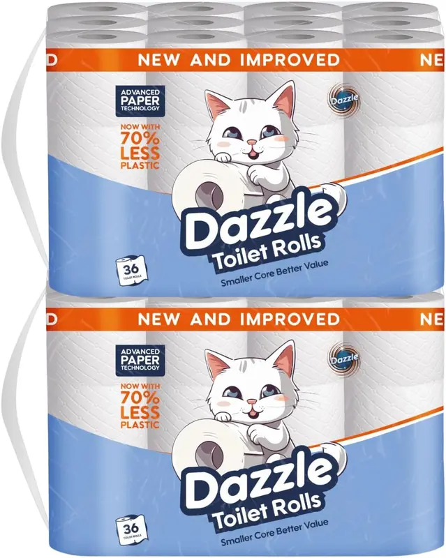 Dazzle 2-Ply Soft Toilet Rolls - New & Improved, Smaller Core for Better Value, Premium Quality Bathroom Tissue - Rolls 108) 0