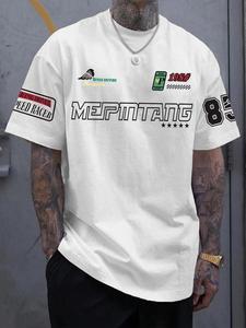 Men's Letter Print Round Neck Tee, Loose Casual Short Sleeve T-shirt for Summer, Men's Top for Daily Wear