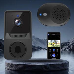 Modern Smart Wireless Doorbell Camera, Outdoor Camera Doorbell with Chime Included, 2-way Audio, Night-Vision, Cloud Storage Service, 2.4G Wi-Fi, Live View, Wireless Video Doorbell, Home Security System, Wifi Smart Doorbell, Easy Installation