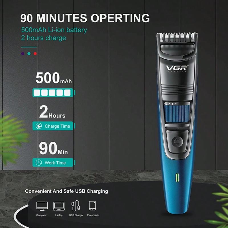 Product Introduction of Men's Beard Trimmer, Cordless Facial Hair Trimmer, Adjustable Length Settings, Rechargeable Beard & Mustache Trimmer 6