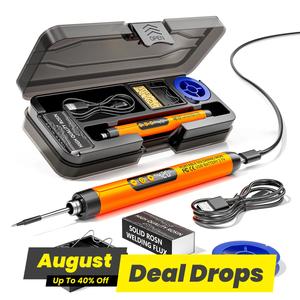 LCD ,portable USB adjustable temperature soldering iron gun, home DIY soldering kit with storage box, electronic soldering tool