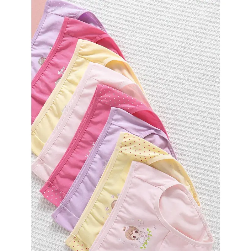 Young Girl 7 Pcs Cute Princess Print Comfortable Underwear Lingerie 5