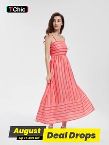 Women's Striped Print Cami Dress, Fashion Casual Loose Long Dress for Daily Outdoor Wear, Ladies Lightweight Dress for Summer, Womenswear