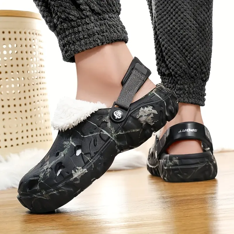 Product Introduction of ORACEGRA        Men's Winter Warmth - Casual EVA Round - Toe Slip - On House Slippers with Fabric Lining and Non - Slip Design for Fall and Winter 3