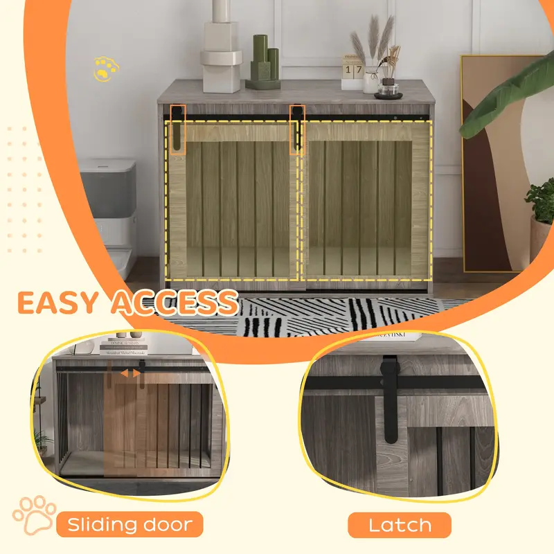 98cm Dog Crate Furniture with Removable Cushion for Large Dogs - Brown 5
