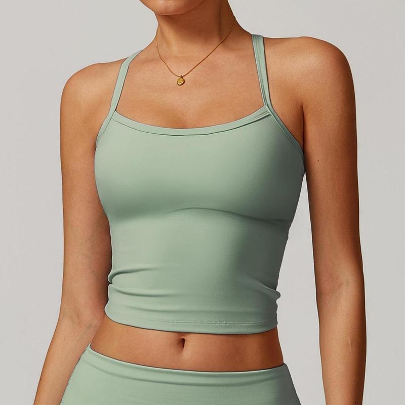 Women's Solid Backless Sports Cami Top, Quick Drying Breathable Sports Cami Top, Gym Clothes, Running Vest, Ladies Sportswear for Indoor Outdoor Wear 8