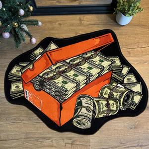 Dollar Bill Storage Box Pattern Carpet, 1 Count Non-slip Soft Floor Mat, Decorative Rug Mat for Home Living Room & Bedroom, Household Decorative Rug, Bedroom Rugs