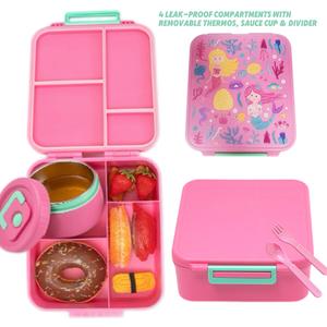 Lunch Box with Lid, 1 Set Including Large Capacity 4-grid Bento Box & Soup Bowl, Leak-proof Lunch Container, Portable Lunch Box for School, Travel, Picnic, Dormitory