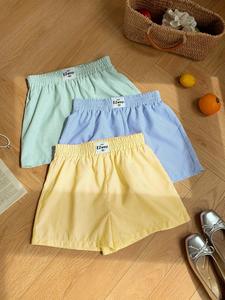 Women's Striped Print Letter Patched Lounge Shorts, Casual Comfy Elastic Waist Sleep Shorts for Daily Wear, Ladies Sleepwear for Summer