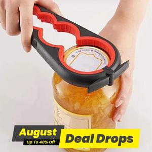 Durable 4 in 1 Can Opener, 1 Count Manual Jar Opener for Elderly, Arthritis Hand and Any Strength Low People, Easily Open The Lid, Kitchen Gadgets Plastic Can Openers