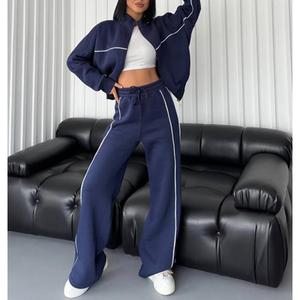 Autumn Women's Fashion Casual Set Long Sleeve Half Turtleneck Cardigan Sweatshirt Tie Stripe Pants for Women Suit Womenswear modest  co-ord  set spotlight  clothes 2  pcs travel  fit two  piece  outfit