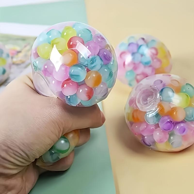 A&H      Rainbow Water Beads Stress Squeeze Ball with Grape Cluster Design - A Colorful Hand Exercise Grip Ball for Decompression and Anxiety Relief 1