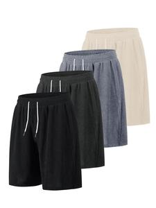 Men's Solid Color Corduroy Drawstring Waist Shorts, Casual Breathable Comfy Loose Fit Shorts for Summer, Men's Bottoms for Daily Wear