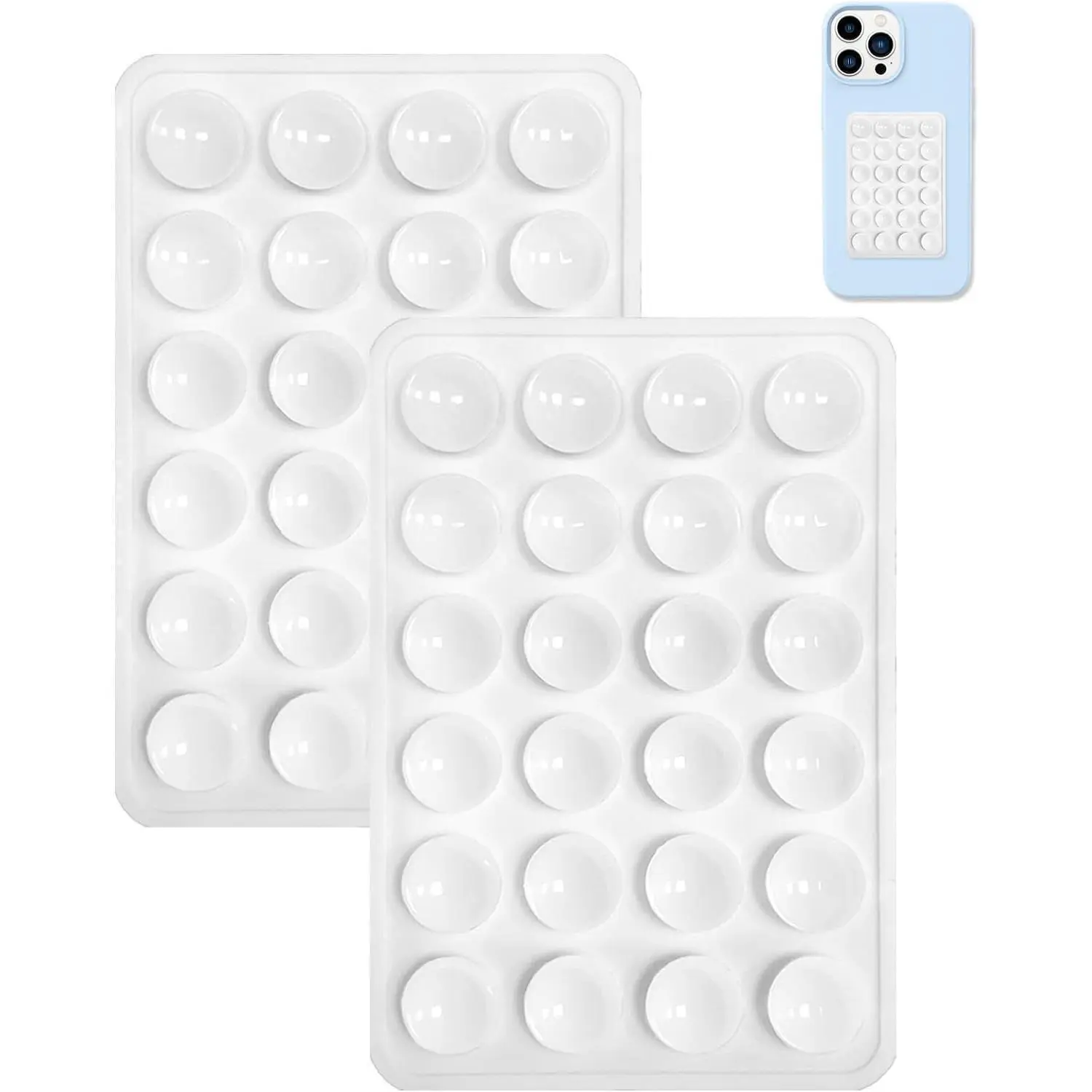 2PCS Silicone Suction Phone Case Mount,Non Slip Suction Cup Phone Mount,Hands-Free Phone Accessories Holder for Selfies and Videos,Silicon Adhesive Phone Stand Sticky for Cell Phone Back to school Accessories Cellphone Smartphone White & Baby Pink
