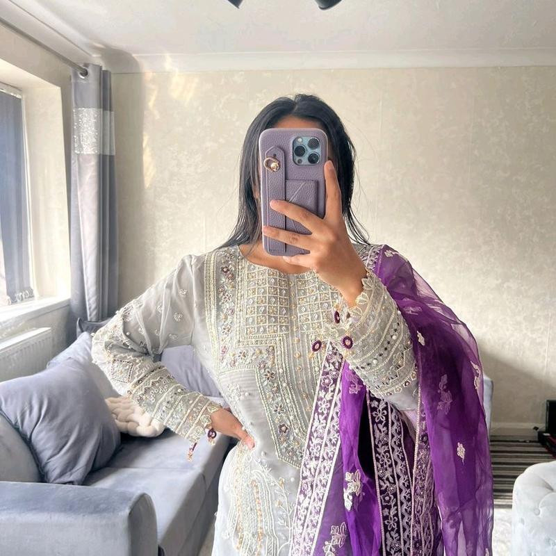 organza party outfit Womenswear with organza duppatta  Formal Dress Long Sleeve 7