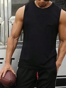 Men's Solid Color Sleeveless Tank Top, Casual Breathable Quick Drying Basketball Vest, Loose Fit Summer Sports Top for Men