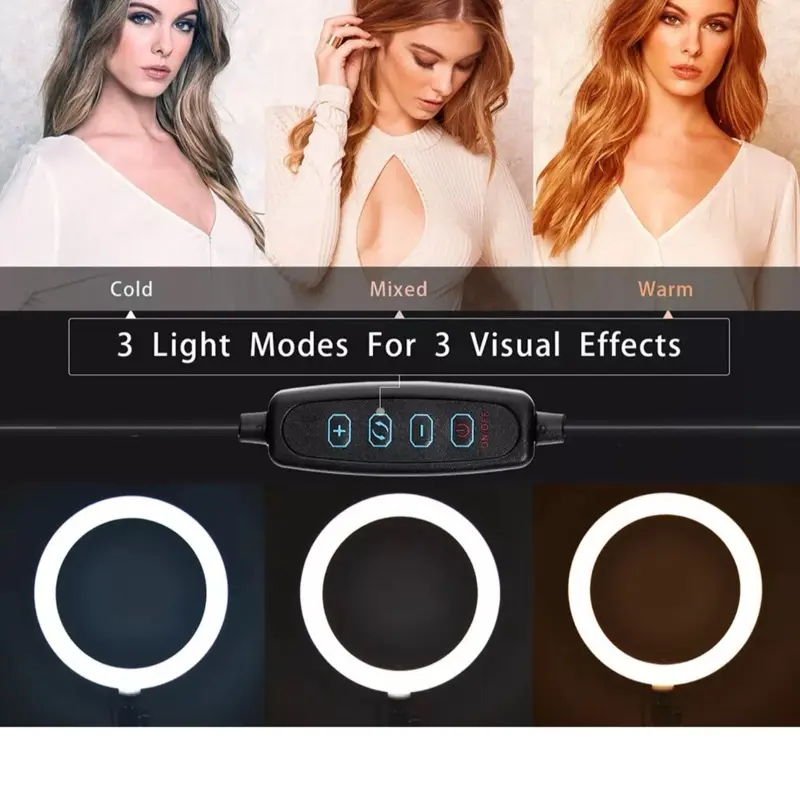 10" LED Ring Light with Tripod Stand and Phone Mount for YouTube Makeup Video Live - Cellphone, Selfie 3