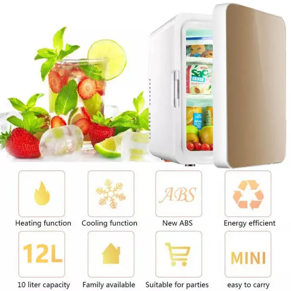 12 Liter Portable Mini Fridge, Travel AC/DC Dual Power, Thermoelectric  Cooler ＆ Warmer,  Eco-Friendly Beauty Fridge Ideal for Camping,  Offices, Dorms 4