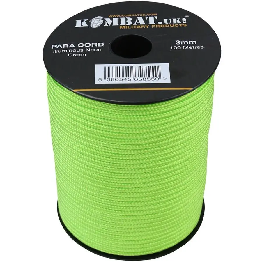 Kombat UK Paracord - 100m Reel - Neon Green