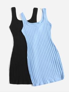 Women's Plain Ribbed Tank Nightdress, Casual Sleeveless Nightgown for Women, Soft Comfy Pajama Dress for Summer, Summer Outfits 2024