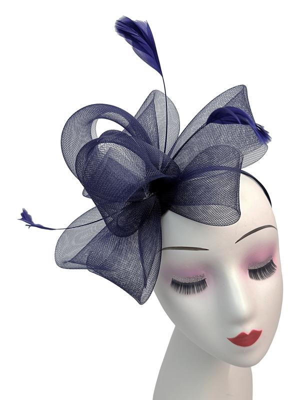 Women's Fascinator Hat Headband & Concord Clip with Feather Flower Wedding Races Royal Ascot Derby UK Fast Shipping Hatinator 3