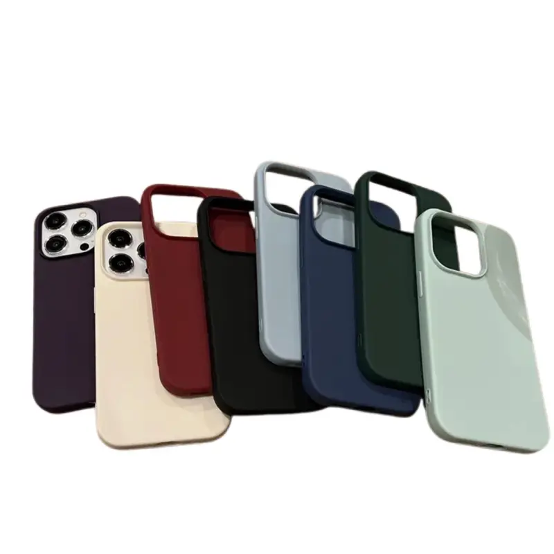 Solid Colour Silicone Minimalist Phone Cases of black , dark blue and green colour,Shockproof Protective Cover for iPhone 13 14 15 16 Pro & Promax, Smartphone Protector Camera Protection 1