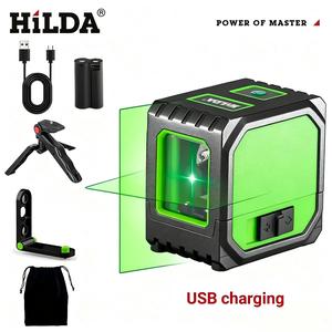 2-Line Self-Leveling Laser Level | Green Cross & Horizontal Lines | High Precision | USB-C Rechargeable Long-Lasting Battery | Perfect for Home Renovation, Tile Laying, Cabinet Installation, Wall DIY & Christmas Gifts