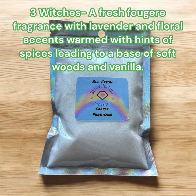 Rejuvenating Sisters Carpet & Bin Freshener – Scented blend for a fresh, long-lasting aroma. Available in mixed 150g scents, including Fruity, Masculine, Feminine, and Bath, Body & Laundry-inspired fragrances. 1