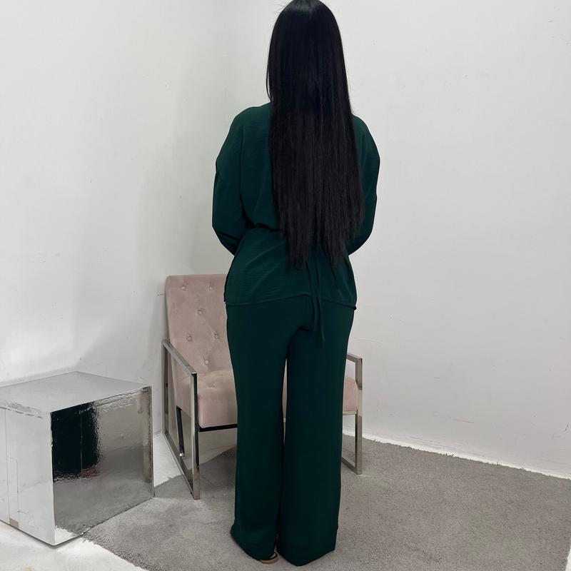 Ahura Emerald Green V Neck Wrap Over Co Ord 1