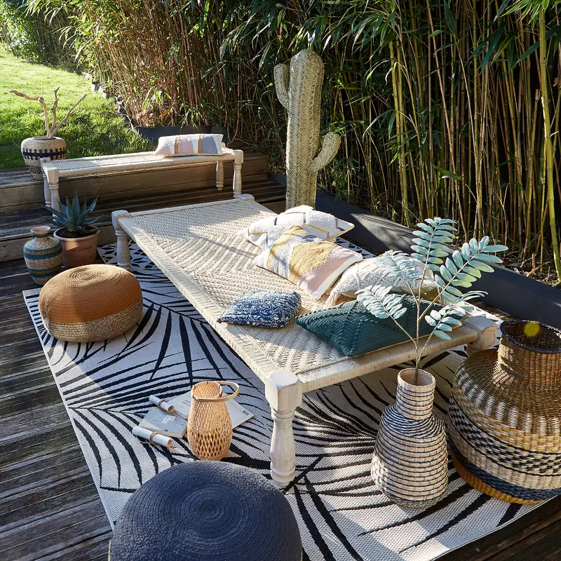 Adas Mango Wood & Rope Indian Style Bench 0