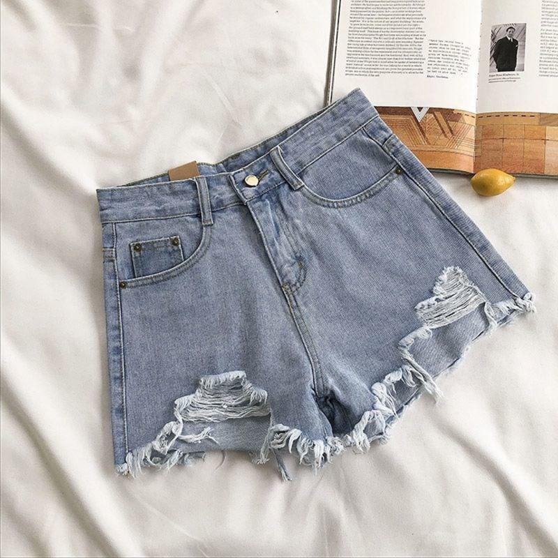 Product Introduction of Korean Denim Holes Shorts For Women  Fashion High WaistWide Leg Short Jeans Female Designer Casual Street Short 2024 New 23