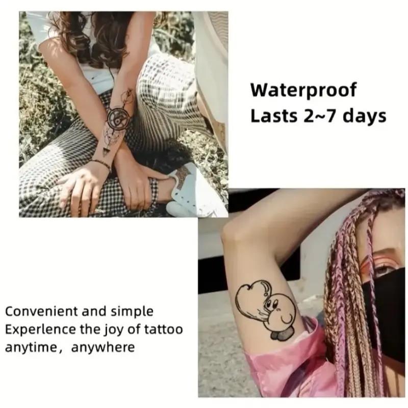 Tattoo Lion and Broken Clock Pattern Tattoo Sticker for Men and Women - Waterproof and Long Lasting Temporary Tattoo 3
