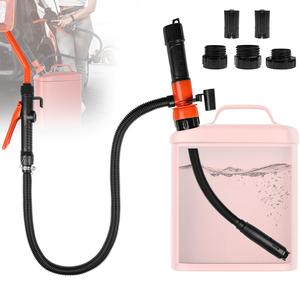 Portable Battery Powered Transfer Pump, Electric Fuel Transfer Pump with Nozzle, Extra Long Hose, 3 Adapters, Gas Pump Ideal for Gasoline, Diesel, Kerosene Transfer, Pipe, Parts, Industrial