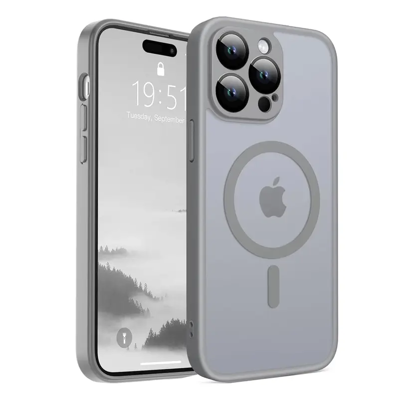 Ultra Protection Matte Phone Case, Built-in Camera Lens Protector, Magnetic Wireless, Soft Rubber, Accessories Cover 1
