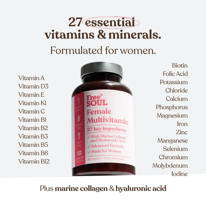Multivitamin with Collagen for Women Plus Hyaluronic Acid and 27 Vitamins, Minerals, & Botanicals | Gluten-Free Multivitamins | Daily Support | 30 Tablets 2