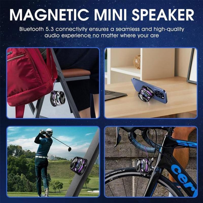 Magnetic Mini Bluetooth Speaker, G200 5W mini Speakers Wireless with Bluetooth 5.3, RGB Light, Game Mode, 7H Playtime, Portable Phone Stand for iPhone, Travel, Golf Cart - Black/Purple 6